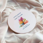 Fun colourful macaroon wedding classic round sticker<br><div class="desc">Add a touch of whimsy and colour to your wedding favours with our Fun Colourful Macaroon Wedding Stickers. These stickers feature a delightful array of macaroon illustrations in vibrant hues, creating a playful and cheerful vibe. Customise them with your names and wedding date to make them uniquely yours. They're perfect...</div>