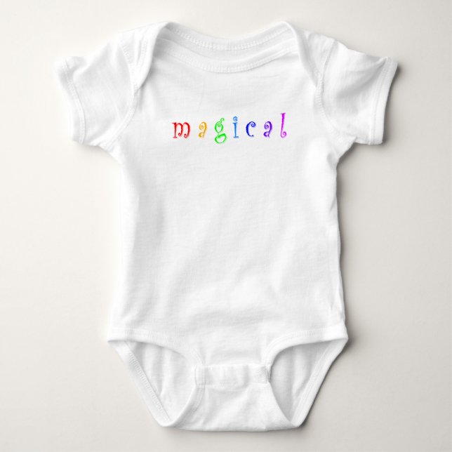 Fun Colourful "Magical" Typography Art Baby Bodysuit (Front)
