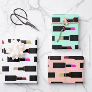 Fun & Colourful Makeup Lipstick Cosmetics Pattern Wrapping Paper Sheet