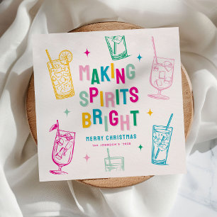 Fun Colourful Making Spirits Bright' Christmas Napkin