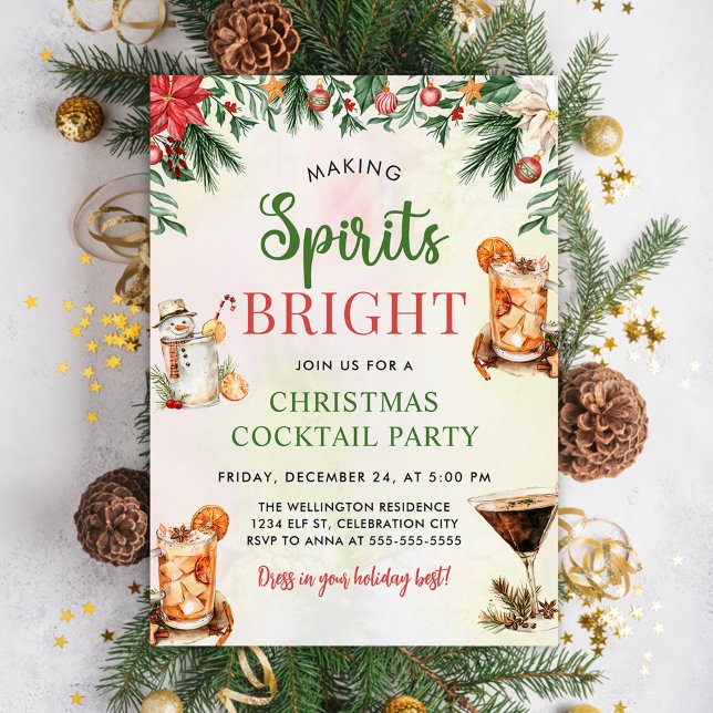 Fun Colourful Making Spirits Bright Christmas Part Invitation (Creator Uploaded)