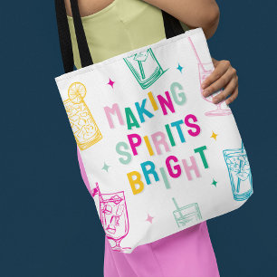 Fun Colourful Making Spirits Bright' Christmas Tote Bag