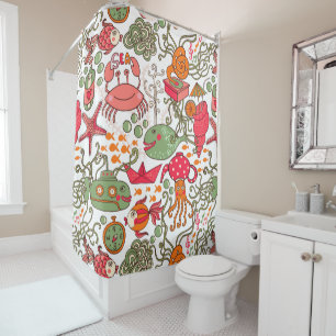 Fun Colourful Marine Life Shower Curtain