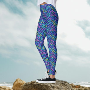 Fun Colourful Mermaid Blue Purple Pink Fish Scales Leggings