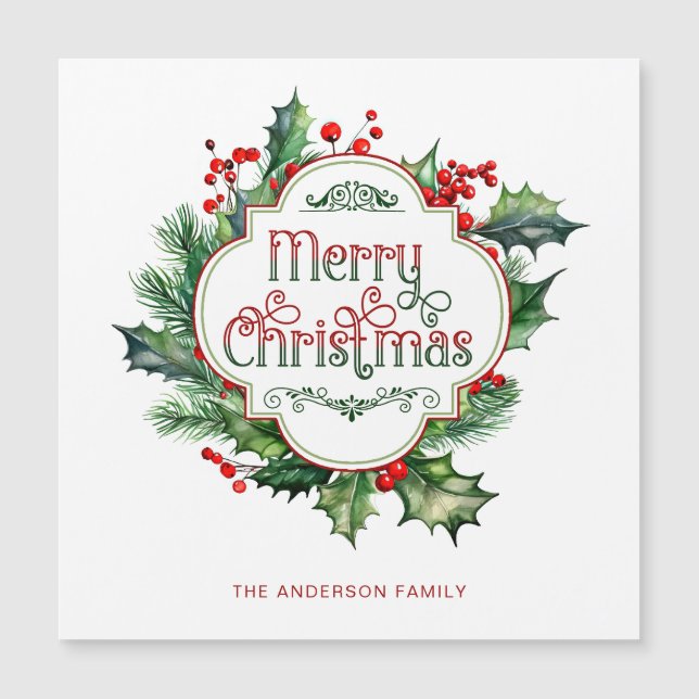 Fun Colourful Merry Christmas Holly Script (Front)