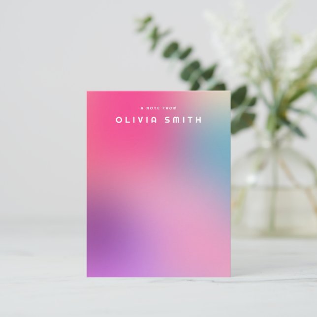 Fun Colourful Modern Pink Teen Note Card w/ Name (Standing Front)