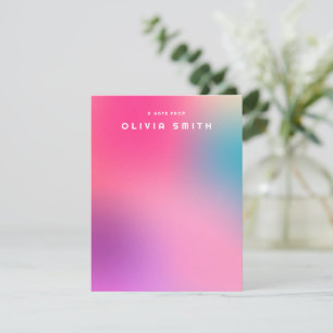 Fun Colourful Modern Pink Teen Note Card w/ Name