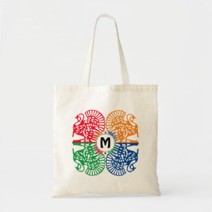 Fun Colourful Monogram TURKEY Tote Bag