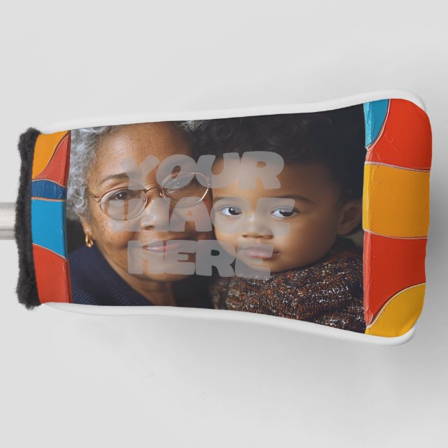 Fun Colourful Mosaic Border Pattern for Your Photo Golf Head Cover (Front)