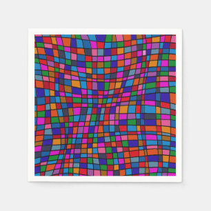 Fun Colourful Mosaic Tiles Pattern Napkin