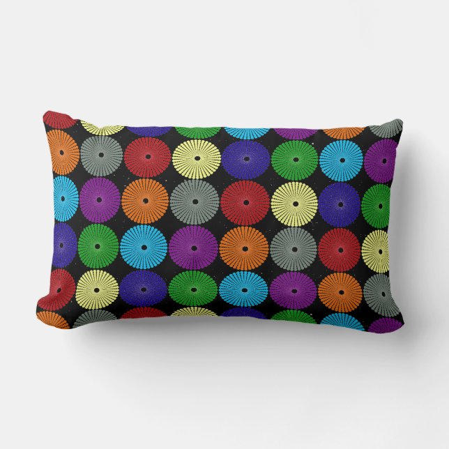 Fun Colourful Multi Coloured Circles Discs Buttons Lumbar Cushion (Front)