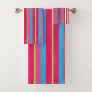 Fun Colourful Multi Stripes Bath Towel Set