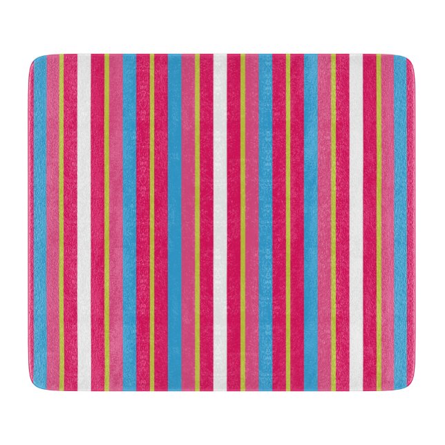Fun Colourful Multi Stripes Cutting Board (Front)