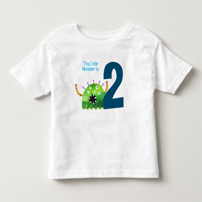 Fun colourful my little monster 2nd birthday  toddler T-Shirt (Front)