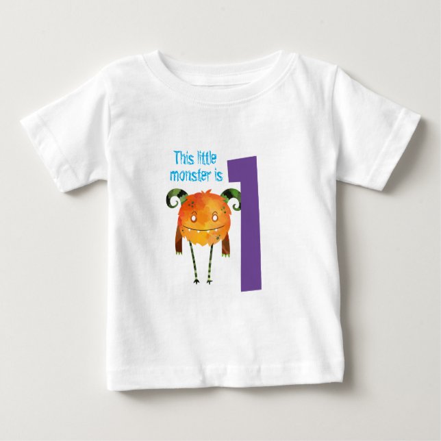 Fun colourful my little monster first birthday baby T-Shirt (Front)