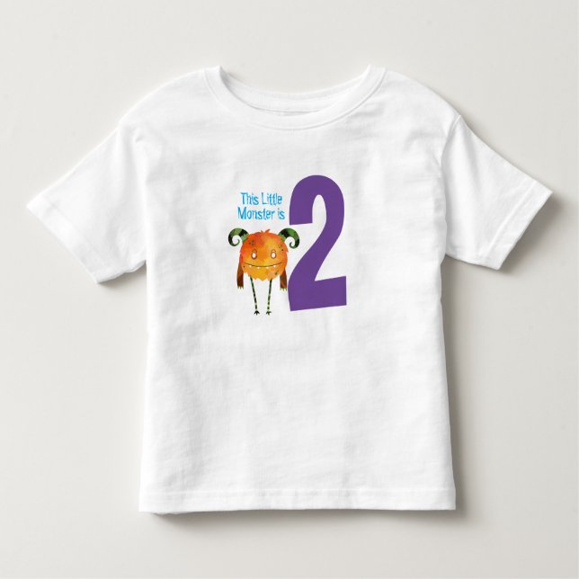 Fun colourful My Little Monster is two birthday  T Toddler T-Shirt (Front)