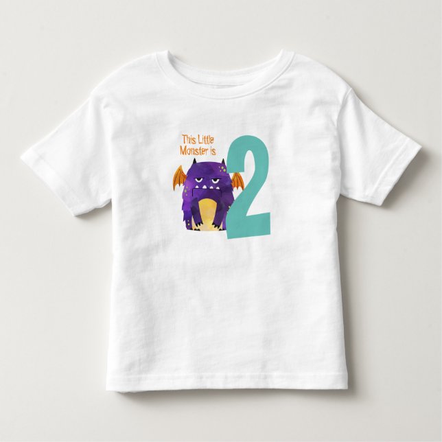 Fun colourful My Little Monster is two birthday  Toddler T-Shirt (Front)