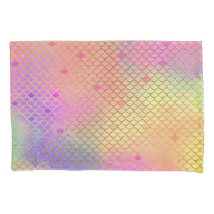 Fun Colourful Ombre Pastel Mermaid Pattern Pillowcase