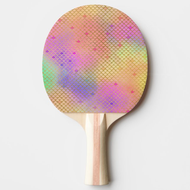 Fun Colourful Ombre Pastel Mermaid Pattern Ping Pong Paddle (Front)