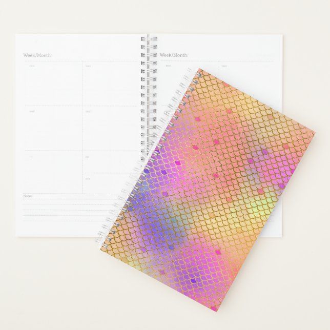 Fun Colourful Ombre Pastel Mermaid Pattern Planner (Display)