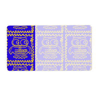 Fun Colourful Owls Blue Yellow ZigZag Pattern
