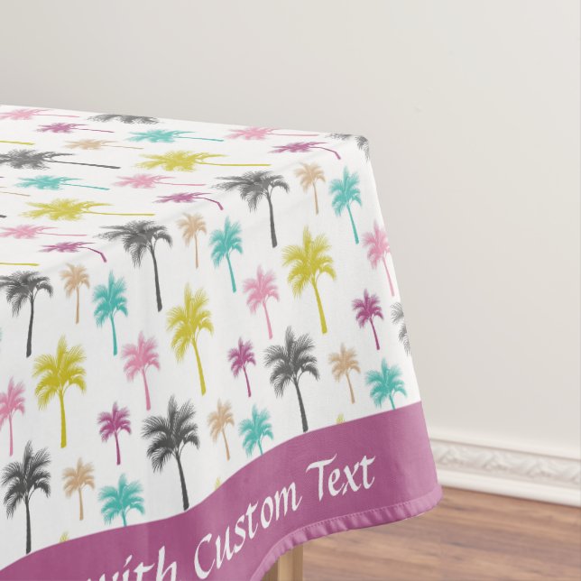 Fun Colourful Palm Tree Tropical Pattern Tablecloth (In Situ)