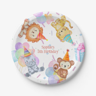 Fun Colourful Party Animals Safari Birthday Paper Plate