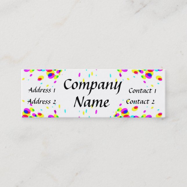 Fun, Colourful Party Confetti Mini Business Card (Front)