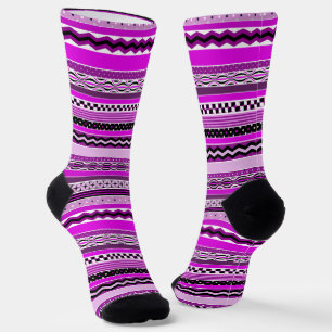 Fun, Colourful, Patterned Purple Stripes Socks