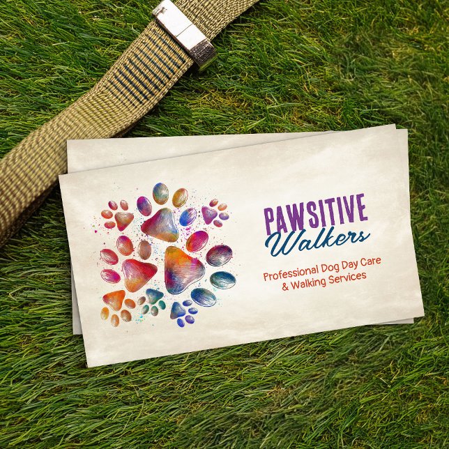 Fun Colourful Paw Prints Business Card (Creator Uploaded)