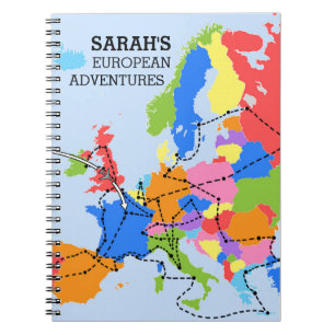 Fun Colourful Personalised European Travel Journal