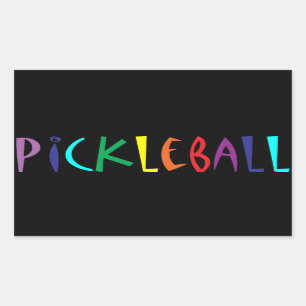 Fun Colourful Pickleball Letters Design Rectangular Sticker