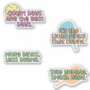 Fun Colourful Pickleball Player Sticker Pack