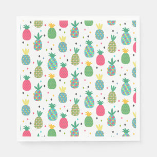 Fun colourful pineapple patterned napkin