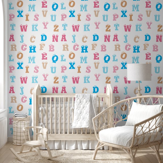 Fun, Colourful Pink Blue Gold Kids Alphabet Letter Wallpaper (Kids)