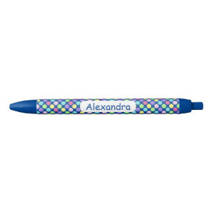 Fun Colourful Polka Dots Black Ink Pen