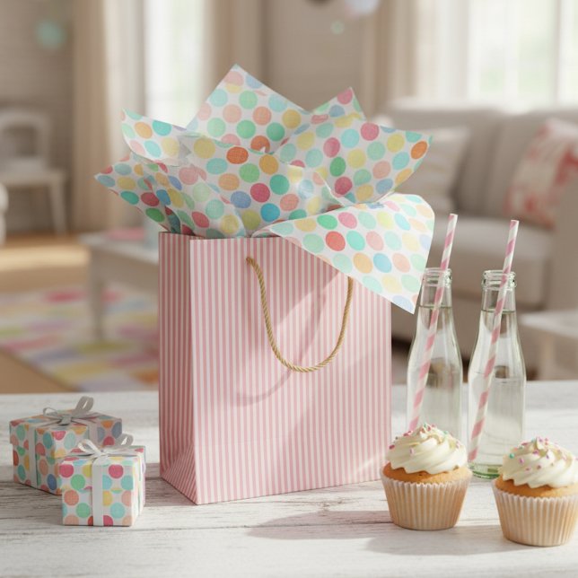 Fun Colourful Polka Dots Pattern On White Tissue Paper (Creator Uploaded)