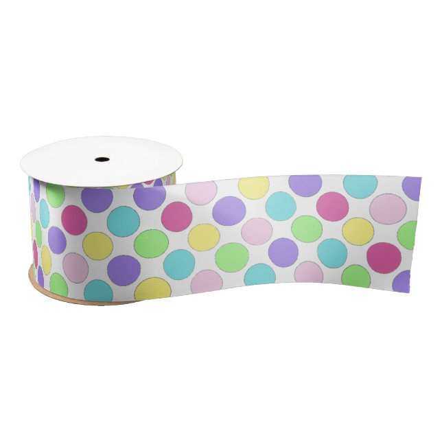 Fun Colourful Polka Dots Satin Ribbon (Spool)
