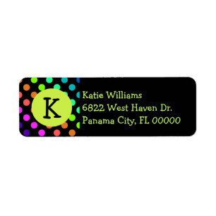 Fun Colourful Polka Dots With Monogram Return Address Label