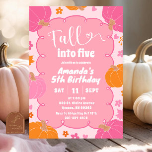Fun Colourful Pumpkin Fall into any age birthday Invitation