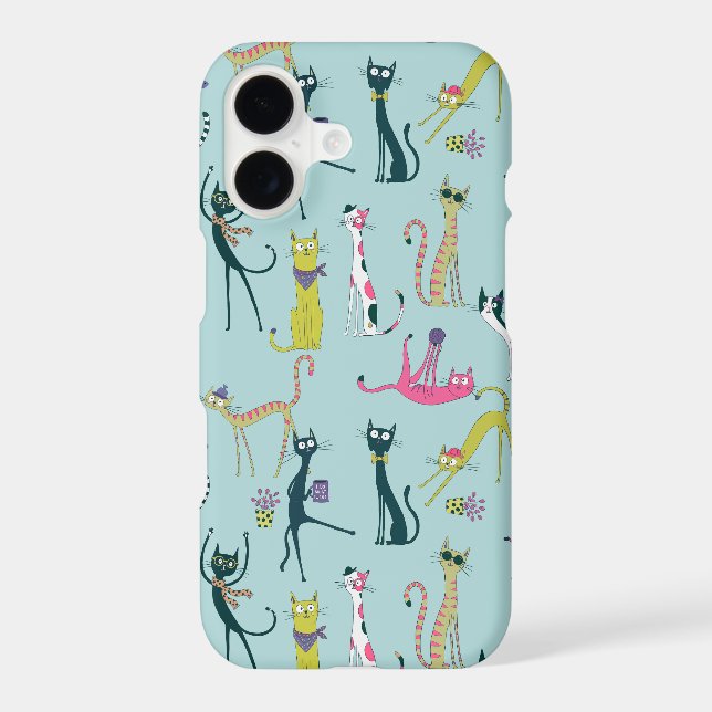 Fun Colourful Quirky Cats Pattern (Back)