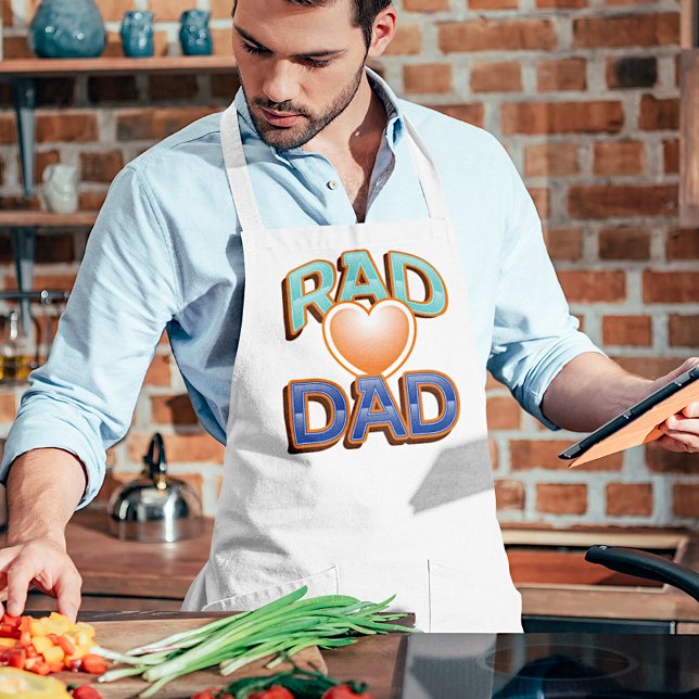Fun Colourful Rad Dad Quote and Red Heart Apron (Creator Uploaded)