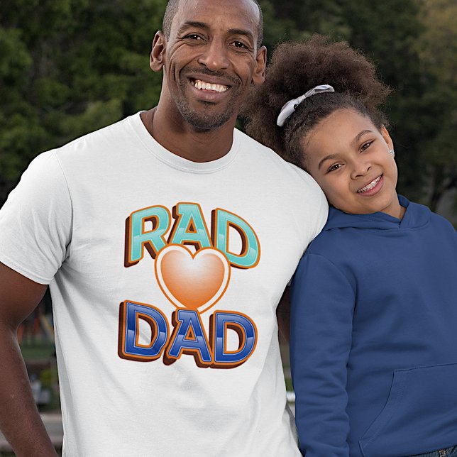 Fun Colourful Rad Dad Quote and Red Heart T-Shirt (Creator Uploaded)