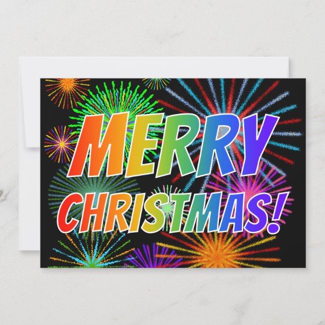 Fun, Colourful, Rainbow Spectrum "MERRY CHRISTMAS! Holiday Card (Front)