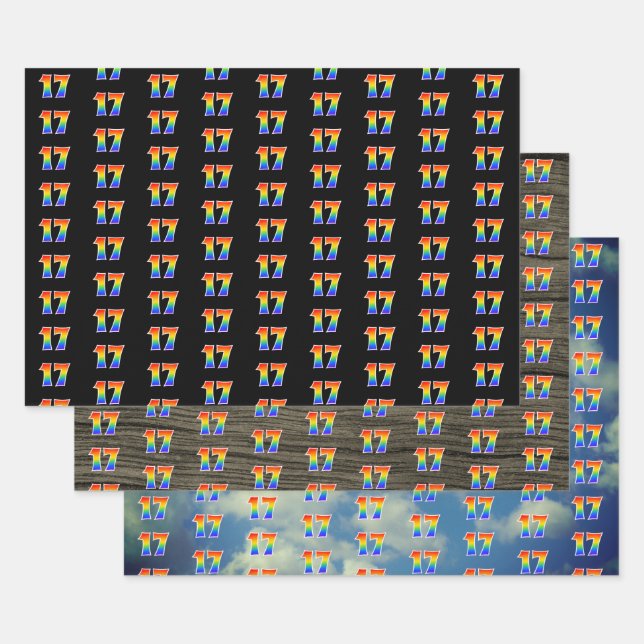Fun, Colourful, Rainbow Spectrum Pattern 17 Event  Wrapping Paper Sheet (Set)