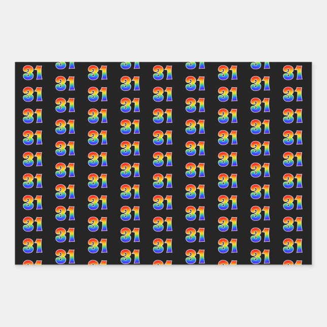 Fun, Colourful, Rainbow Spectrum Pattern 31 Event  Wrapping Paper Sheet (Front)
