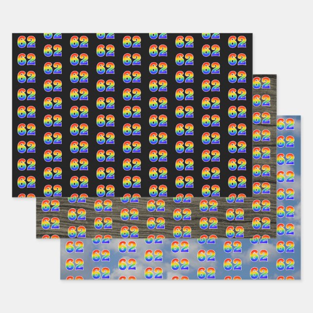 Fun, Colourful, Rainbow Spectrum Pattern 62 Event  Wrapping Paper Sheet (Set)