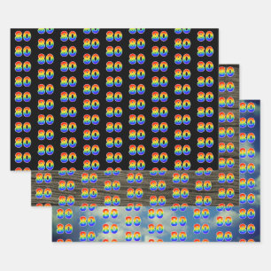 Fun, Colourful, Rainbow Spectrum Pattern 80 Event  Wrapping Paper Sheet