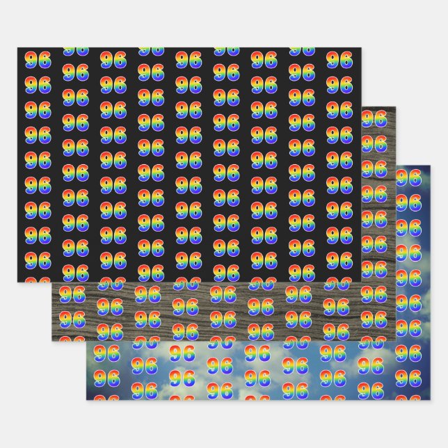 Fun, Colourful, Rainbow Spectrum Pattern 96 Event  Wrapping Paper Sheet (Set)