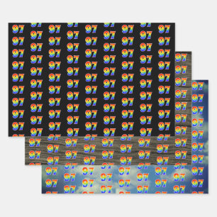 Fun, Colourful, Rainbow Spectrum Pattern 97 Event  Wrapping Paper Sheet